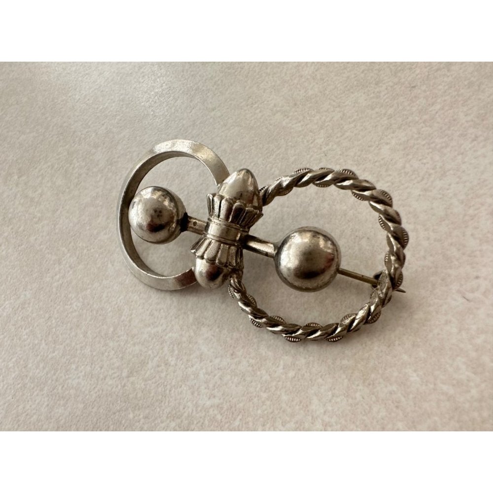 Antique Solid Sterling Silver Double Circle Spher… - image 3
